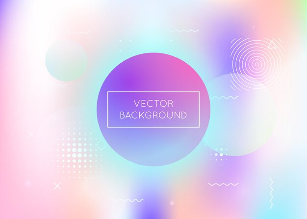 Memphis-Gradient-Hintergrund mit flüssigen Formen Dynamischer Hologramm