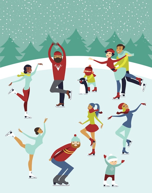 Menschen auf der Eisbahn