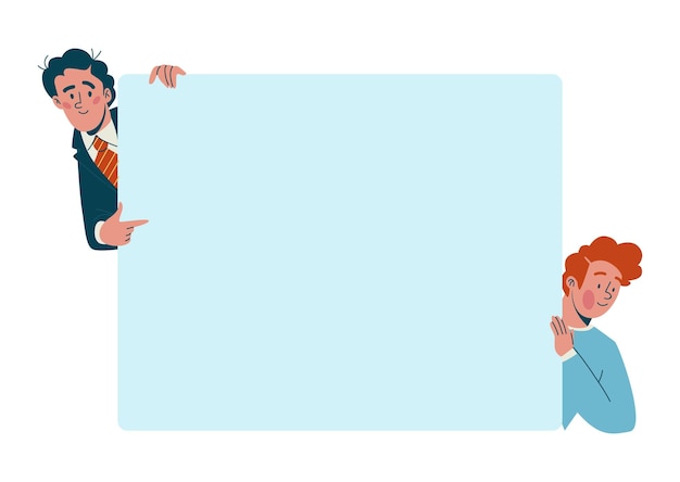Menschen Charakter zusammen halten leeren Text Banner Konzept Nachricht Postkarte leeren flachen Vektor
