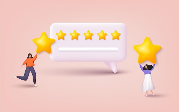 Menschen Charaktere, die fünf Sterne Feedback geben Vektor Kundenbewertungskonzepte