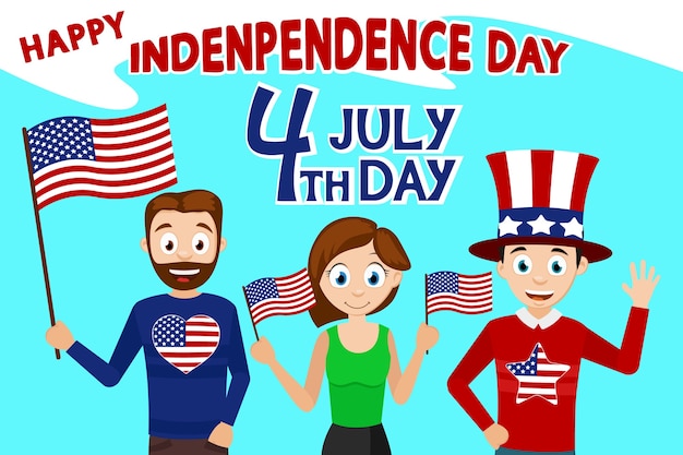 Menschen, die amerikanische flaggen schwenken, feiern den vierten juli. unabhängigkeitstag usa.