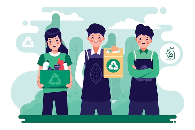 Menschen, die den planeten durch recycling retten