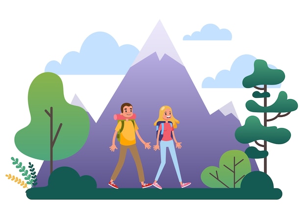 Menschen, die mit Rucksack wandern. Reisen und Abenteuer