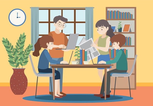 Menschen, die zu Hause am Computer arbeiten