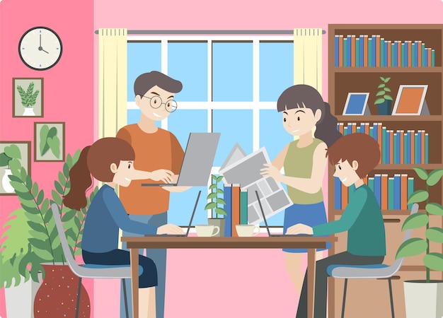 Menschen, die zu Hause am Computer arbeiten