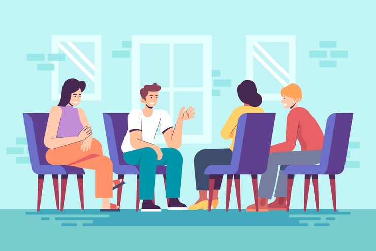 Vektor menschen diskutieren in der therapie