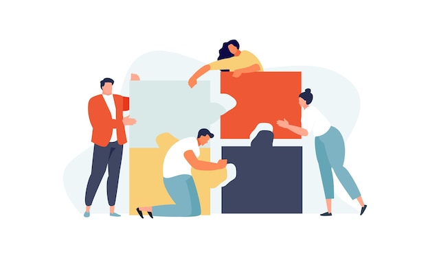 Menschen falten Puzzles Teamwork-Konzept