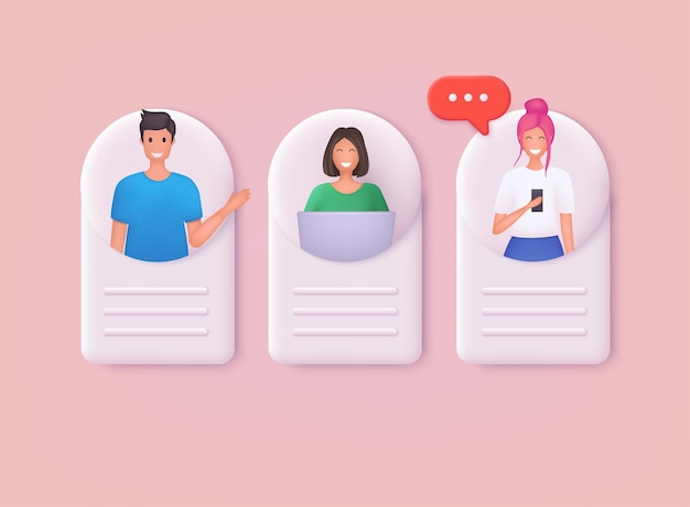 Menschen Kopf Porträts Set Zeichen Bündel Kommunikation Konzept 3D Web Vektor Illustrationen