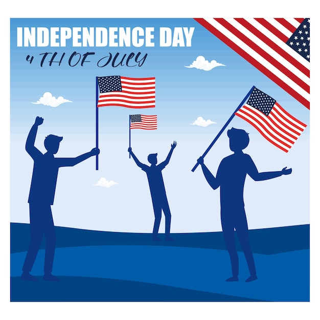 Menschen mit der Flagge der USA Flachvektor moderne Illustration