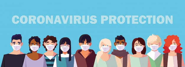 Menschen mit medizinischer gesichtsmaske, coronavirus-prävention
