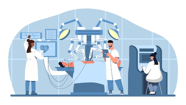 Vektor menschen mit roboterchirurgie-konzept