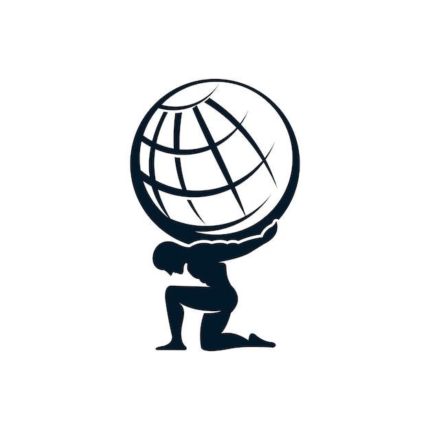 Vektor menschen und strichzeichnungen des globus-logos