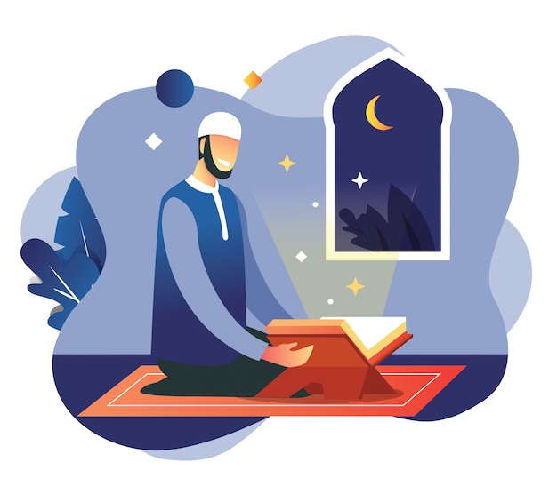 Menschengebet in der nacht des ramadan mubarak eid fitr