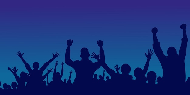 Menschenmenge Silhouette Vektor Dunkler Hintergrund Party Konzert Musik Festival Tanz Spaß
