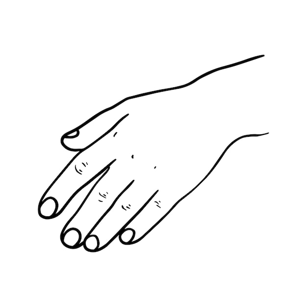 Menschliche hand doodle linie cartoon malbuch