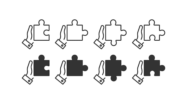 Menschliche Hand hält das Puzzle-Stück-Symbol Vektor-Illustrationsdesign
