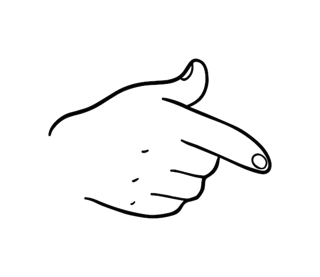 Menschliche Hand zeigt Körperteil Doodle lineares Cartoon-Malbuch