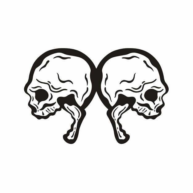 Menschlicher Schädel Symbol Logo Design Schwarz-Weiß-Schablone Tattoo Flache Vektor-Illustration