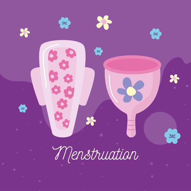 Menstruationsbeschriftung mit tasse