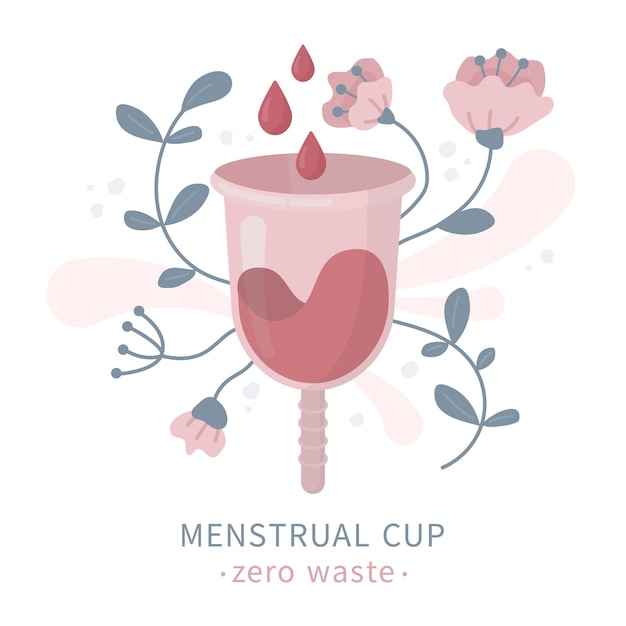 Menstruationstasse in blumen während periode und menstruation