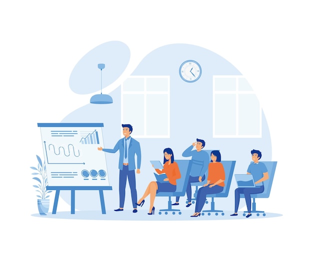 Mentoren präsentieren Grafiken und Berichte über Seminare, Trainingspräsentationen oder Konferenzen