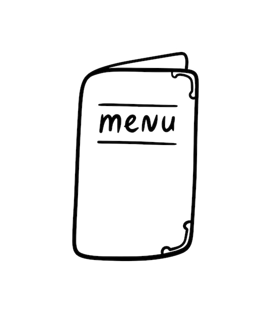 Menü buchen sie eine liste von gerichten in einem linearen cartoon-malbuch des restaurants doodle