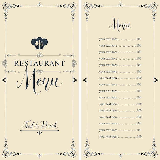 Menü für restaurant