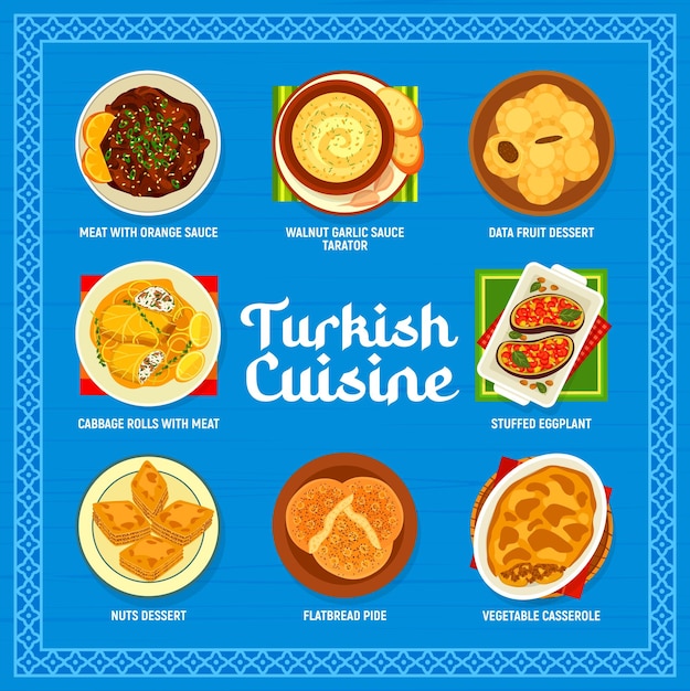 Menügerichte der türkischen küche mit arabischem halal-food