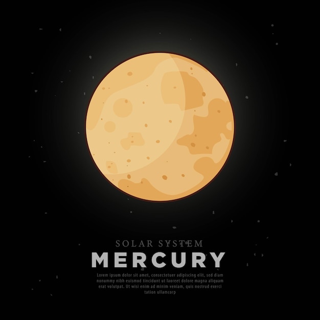 Merkur-planetenvektorbild mit weltraumhintergrund