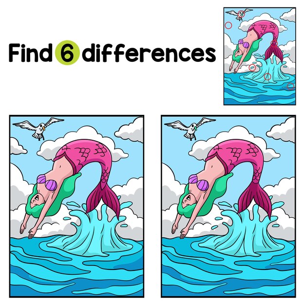 Mermaid Backflip Finde die Unterschiede