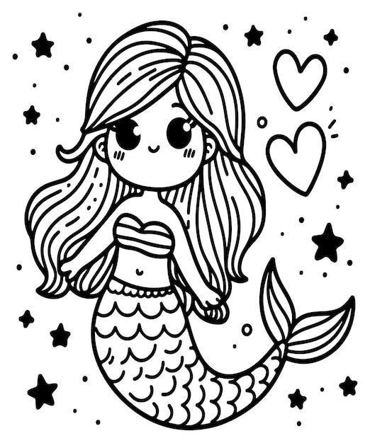 Mermaid Vektor Tier Malseite ai generiert