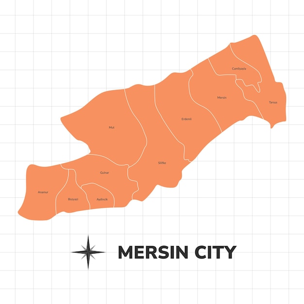 Vektor mersin stadtkarte illustration karte der stadt in der türkei