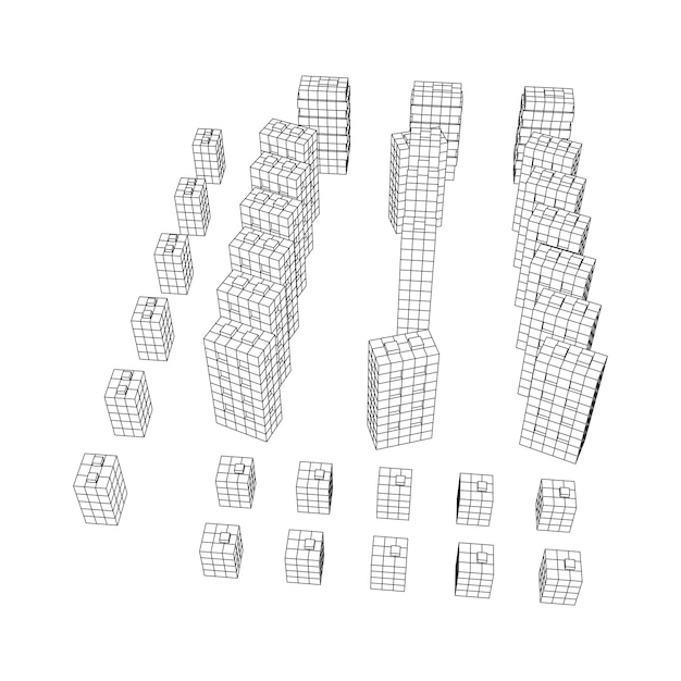 Mesh Cubes City Array