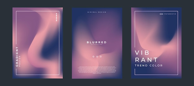 Mesh-Gradient minimalistischer Hintergrund Farbiger verschwommener Farbposter-Set