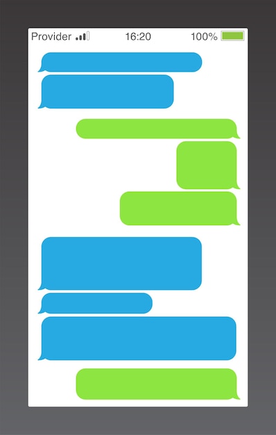 Messenger-Kurznachrichtendienstblasen Text-Chat-SMS-Boxen Leere Vorlage für Nachrichtenblasen