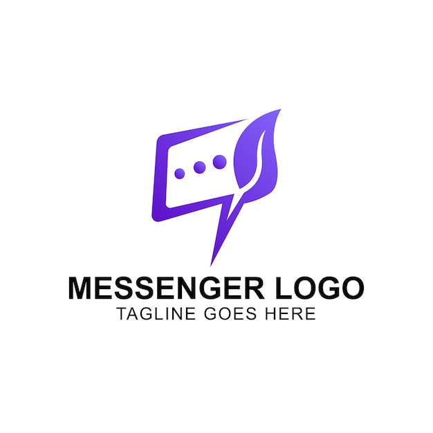 Messenger-Logo-Design moderne minimale und violette Farbverlauf-Logo-Vektorillustration