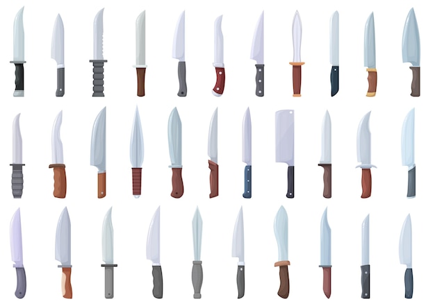 Messer-Symbole setzen Cartoon-Vektor Besteck-Werkzeug