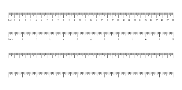 Messskalenmarkierung für Lineale 30 cm 12 Zoll Vector EPS 10