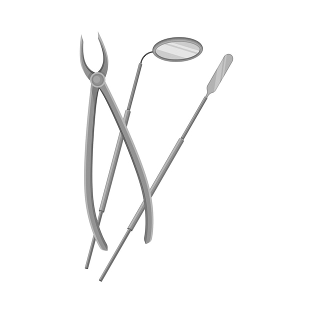 Vektor metal stomatological tools with mouth mirror and tooth extracting forceps vector illustration