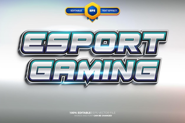 Vektor metallic esport gaming team 3d-bearbeitbare texteffektvorlage