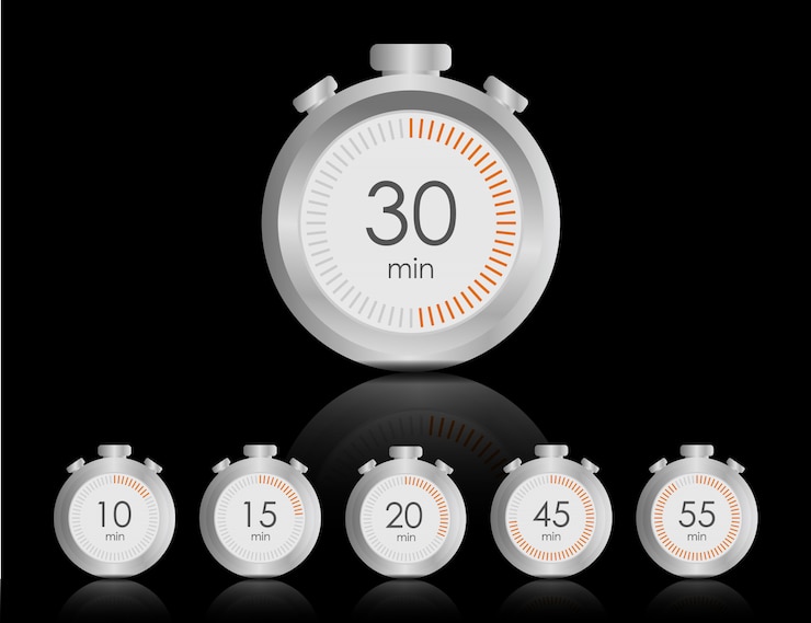 Vektor metallische stoppuhr, nahansicht der stoppuhr, zeitkonzept. timer.