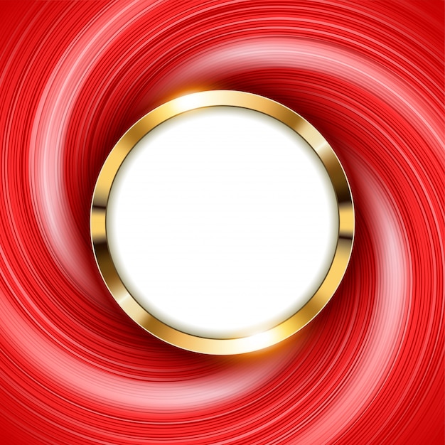 Metallischer Goldring mit rotem Licht des Textraumes und des Strudels