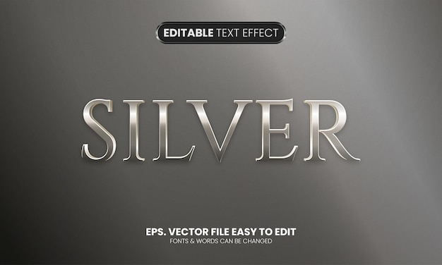 Metallisches silbernes bearbeitbares Text-Effekt 3D-Text-Stil