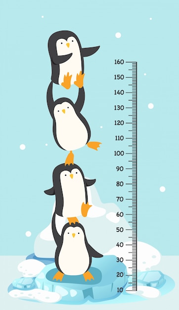 Meterwand mit pinguin. illustration.