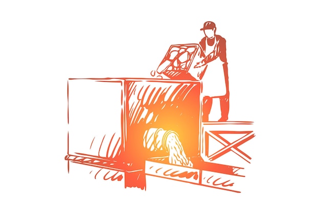 Vektor metzgerei, lebensmittelfabrik mitarbeiter illustration