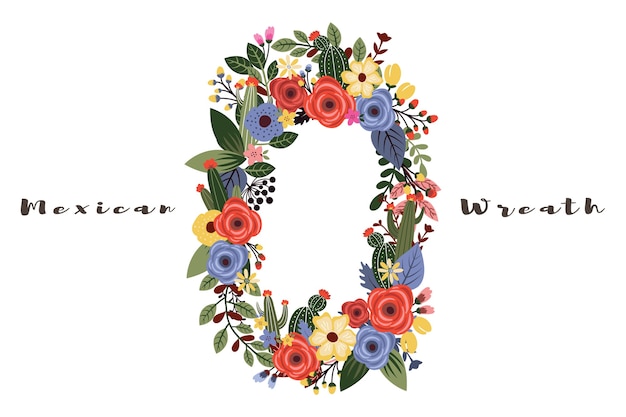 Mexikanische Partyblumenkranzillustration