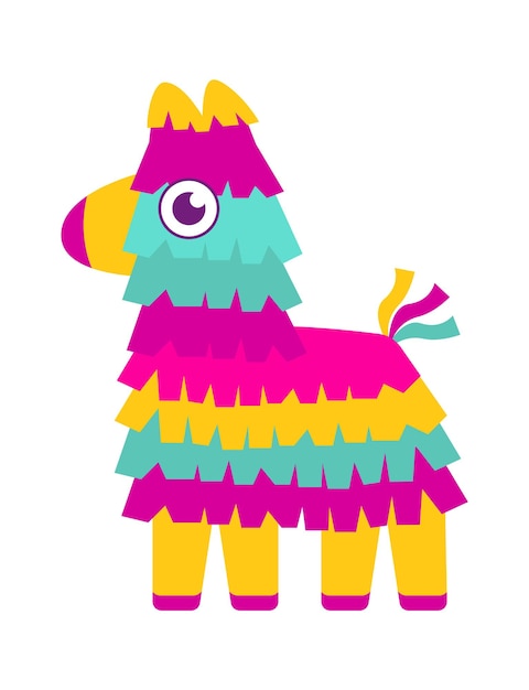 Mexikanische Piñata Kindergeburtstagsfeier buntes Spielzeug mit Leckereien Vektorillustration
