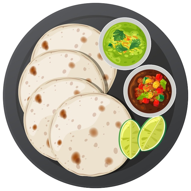Mexikanische Speise mit Tortillas