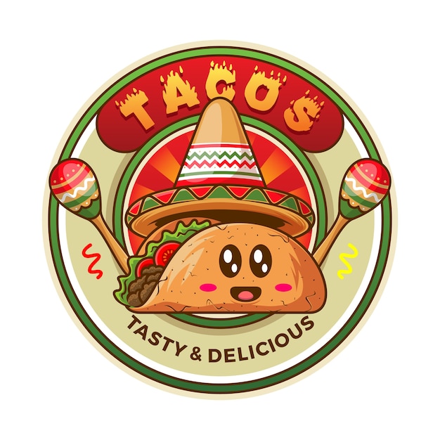 Vektor mexikanische taco-abzeichenillustration