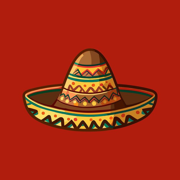 Mexikanischer hut oder sombrero in handgezeichneter abbildung